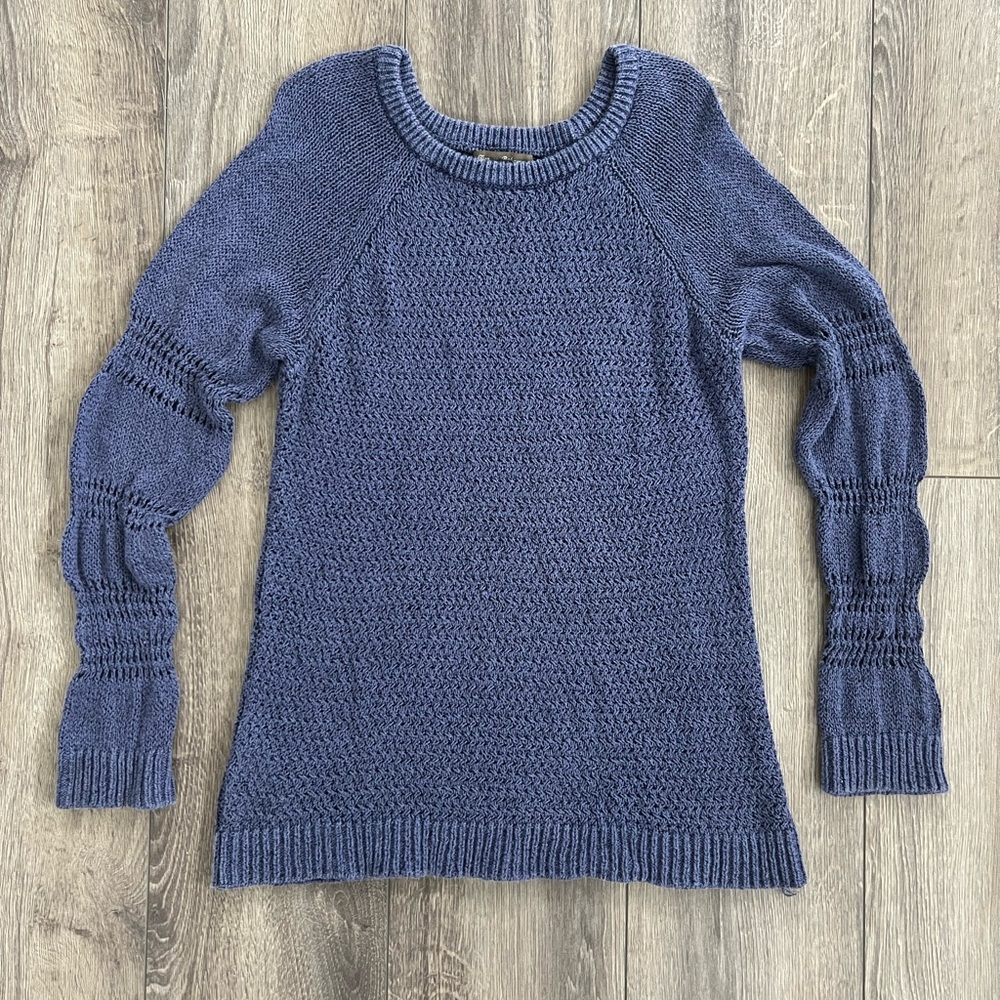 Tommy Bahama Women's Blue Scoop Neck Round Knit Sweater Long Sleeve Blue Large